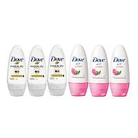 Set 6 x Deodorant Roll-On Dove 50ml, 3 x Go Fresh Grapefruit&Mint, 3 x Invisible Dry, Anti White Marks, 48h