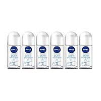 Set 6 x Deodorant Roll-On Nivea Woman 50ml, Pure Invisible, Anti-urme albe, revirgorant, prospetime de durata,