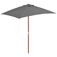 Umbrelă de soare, exterior, stâlp lemn, 150x200 cm, antracit