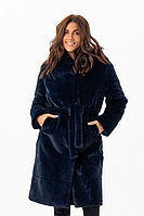 Coat încălzit cu blană cu Oprah Stamping Blue Size 42.52