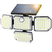 Lampa solara de perete MustWin, 1400lm, LED, 182 leduri,3 moduri, incarcare solara si senzor de miscare