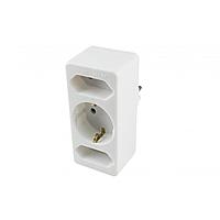 Triplu stecher 2euro+1schuko alb