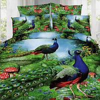 Lenjerie de pat digital print 3D (PEA-FOWL) - LenjeriiPat-Pucioasa.ro - Magazin Online lenjerii pat