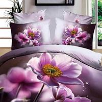 Lenjerie de pat digital print 3D (PURPLE FLOWER) - LenjeriiPat-Pucioasa.ro - Magazin Online lenjerii pat