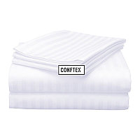Cearceaf de pat cu elastic Damasc Bumbac 100% dunga 1 cm- alb - LenjeriiPat-Pucioasa.ro - Magazin Online