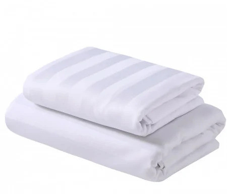 Cearceaf de pat cu elastic Damasc Bumbac 100% dunga 3 cm- alb - LenjeriiPat-Pucioasa.ro - Magazin Online - foto 1 - id-p93108710