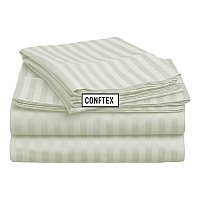 Cearceaf de pat cu elastic Damasc Bumbac 100% dunga 1 cm- crem deschis - LenjeriiPat-Pucioasa.ro - Magazin