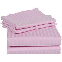 Cearceaf de pat cu elastic Damasc Bumbac 100% dunga 1 cm- roz - LenjeriiPat-Pucioasa.ro - Magazin Online
