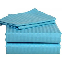 Cearceaf de pat cu elastic Damasc Bumbac 100% dunga 1 cm- turkoaz - LenjeriiPat-Pucioasa.ro - Magazin Online