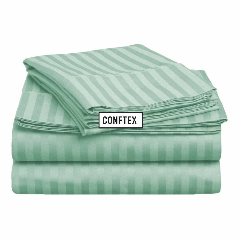 Cearceaf de pat cu elastic Damasc Bumbac 100% dunga 1 cm- verde mint - LenjeriiPat-Pucioasa.ro - Magazin - foto 1 - id-p93108719