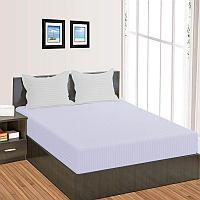 Cearceaf de pat cu elastic Damasc Policoton dunga 1 cm- alb - LenjeriiPat-Pucioasa.ro - Magazin Online