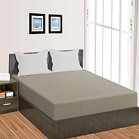 Cearceaf de pat cu elastic Damasc Policoton dunga 1 cm- bej - LenjeriiPat-Pucioasa.ro - Magazin Online