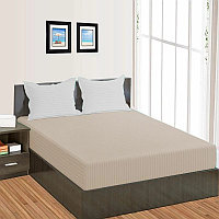 Cearceaf de pat cu elastic Damasc Policoton dunga 1 cm- capucino - LenjeriiPat-Pucioasa.ro - Magazin Online