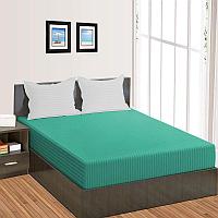 Cearceaf de pat cu elastic Damasc Policoton dunga 1 cm- mint - LenjeriiPat-Pucioasa.ro - Magazin Online