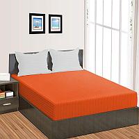 Cearceaf de pat cu elastic Damasc Policoton dunga 1 cm- portocaliu - LenjeriiPat-Pucioasa.ro - Magazin Online