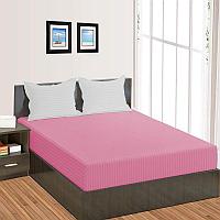 Cearceaf de pat cu elastic Damasc Policoton dunga 1 cm- roz - LenjeriiPat-Pucioasa.ro - Magazin Online