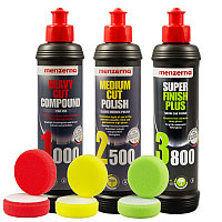 Set pasta polish 3 pasi Menzerna 250ml + bureti 75mm, SW-11673