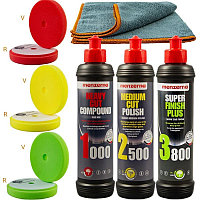 Set de lustruit auto Menzerna 1000, 2500, 3800, bureti 125/140, KRF3P
