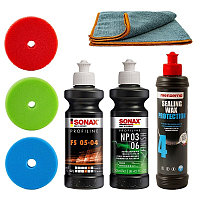 Set de polisat auto Sonax, bureti 125 mm, pentru masini orbital-aleatorii, SW-20954