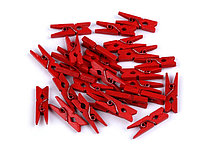Cleștișori din lemn 3x26 mm - Roșu 890007