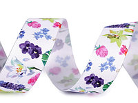 Panglică cu imprimeu floral 25 mm - 3 Multicolor 430520