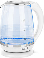 Cana electrica fierbator din sticla ECG RK 2020 alba, 2 L, 2200 W, lumina albastra de fundal