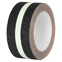 Banda antialunecare, Strend Pro, autoadeziva, extra durabila, 50 mm x 5 m, neagra cu insertie fosforescenta