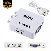 Adaptor AV la VGA, Active, Full HD, convertor analog 3 x RCA la VGA cu mufa video si sunet audio mama, cablu