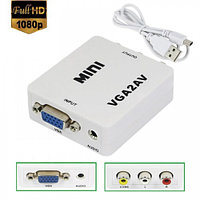 Adaptor VGA la AV, Active, Full HD, convertor analog VGA la 3 x RCA, cu mufa video si sunet audio mama, cablu