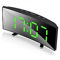 Ceas De Birou Tip Oglinda, Ecran Curbat Cu Led, Mod Noapte/zi, Alarma